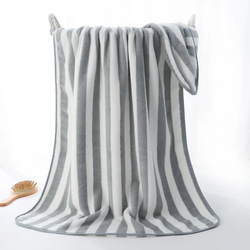 Stripe Super Soft Bath Towel 90 X 170 Cm Bathroom Towel Gym Towel Sports Towel Beach Towel Super Absorbent 1Pc - from JK - sports | Grey White 90X170Cm