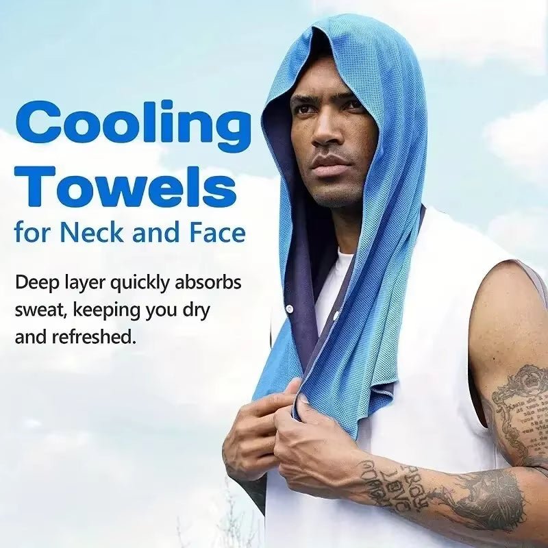 U Cooling Hoodie Towel Beach Camping Gym Building Sun Protection Quick Drying Sports Cooling Towel Headband - from JK - sports | Black