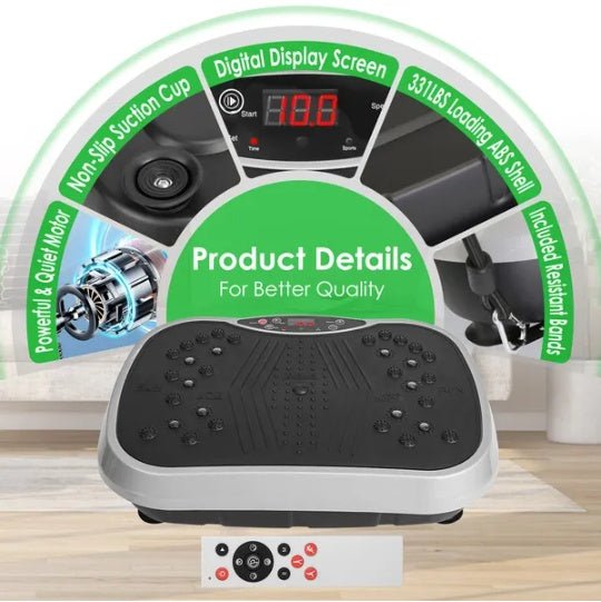 Vibration Plate Exercise Machine With Resistant Bands Remote Control Whole Body Vibration Platform Workout Equipment Home Fitness Training Equipment For Weight Loss Fat Burner - 5 from JK - sports | Black