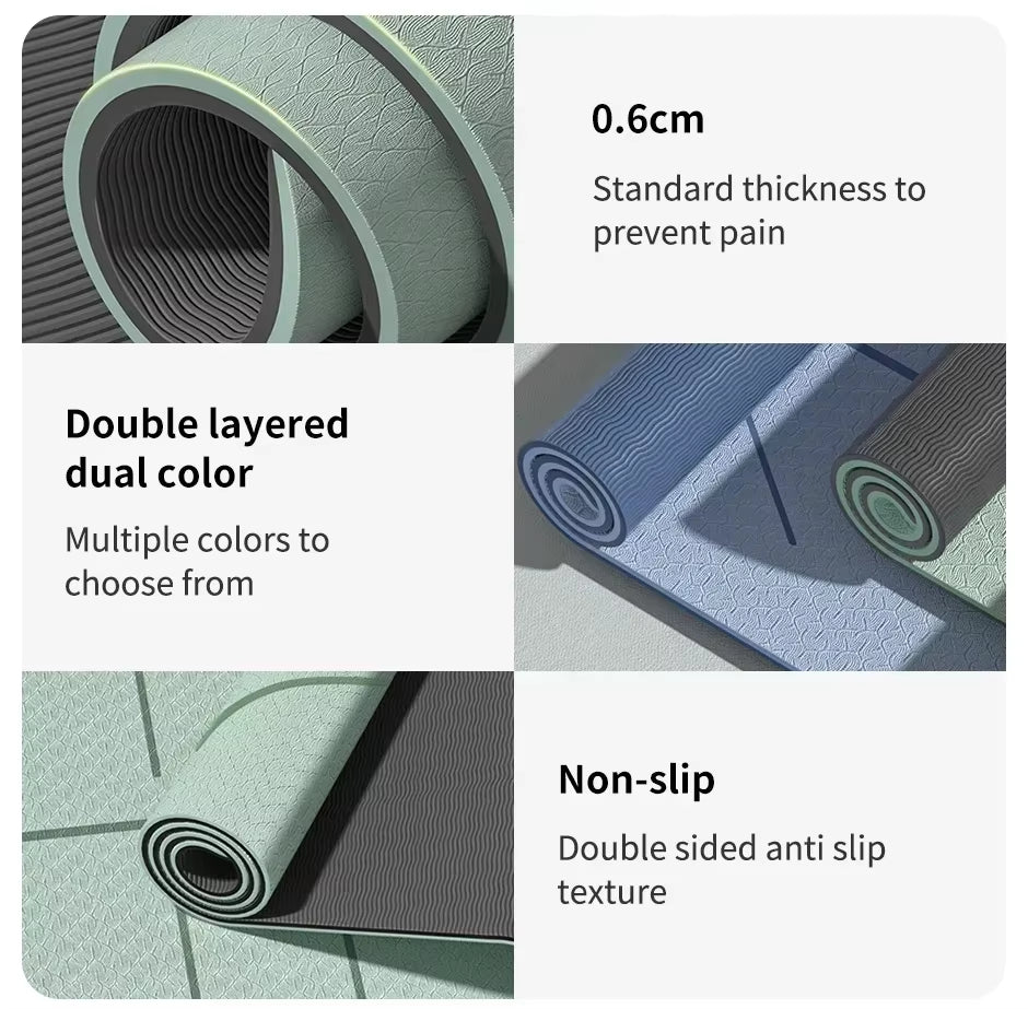 Yoga Fitness Mat Thickened and Lengthened Environmental Professional Yoga with Strap Net Bag - from JK - sports | Blue