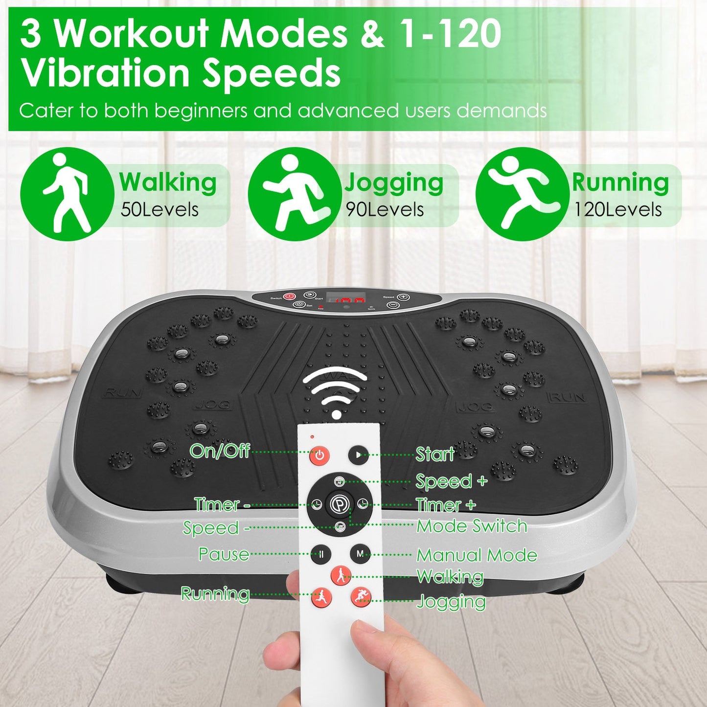 1Pc Vibration Exercise Machine With Resistant Bands Remote Control Whole Body Vibration Platform Workout Equipment Home Fitness Training Equipment For Weight Loss Fat Burner - 5 from JK - sports | 1Pc Black