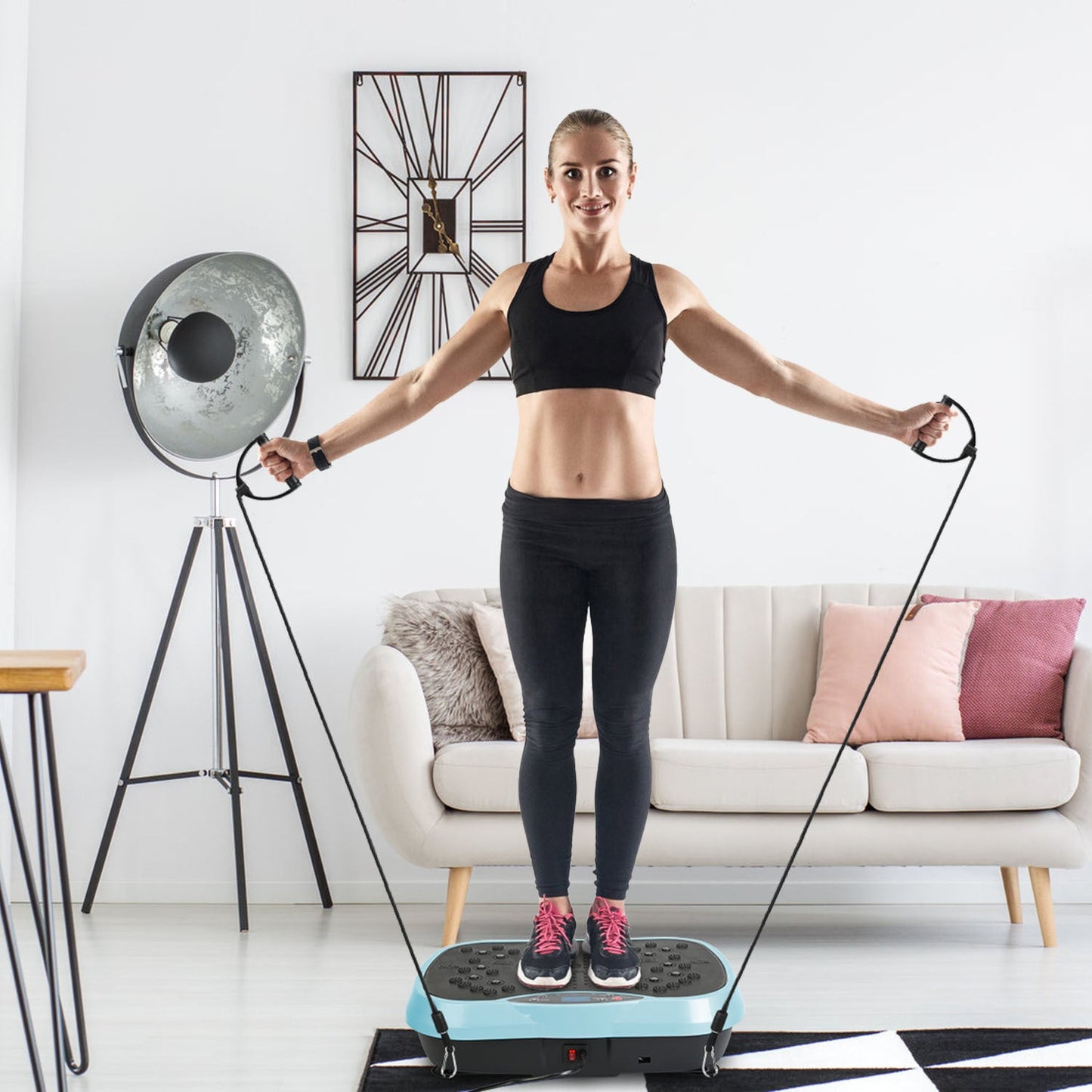 1Pc Vibration Exercise Machine With Resistant Bands Remote Control Whole Body Vibration Platform Workout Equipment Home Fitness Training Equipment For Weight Loss Fat Burner - 5 from JK - sports | 1Pc Black