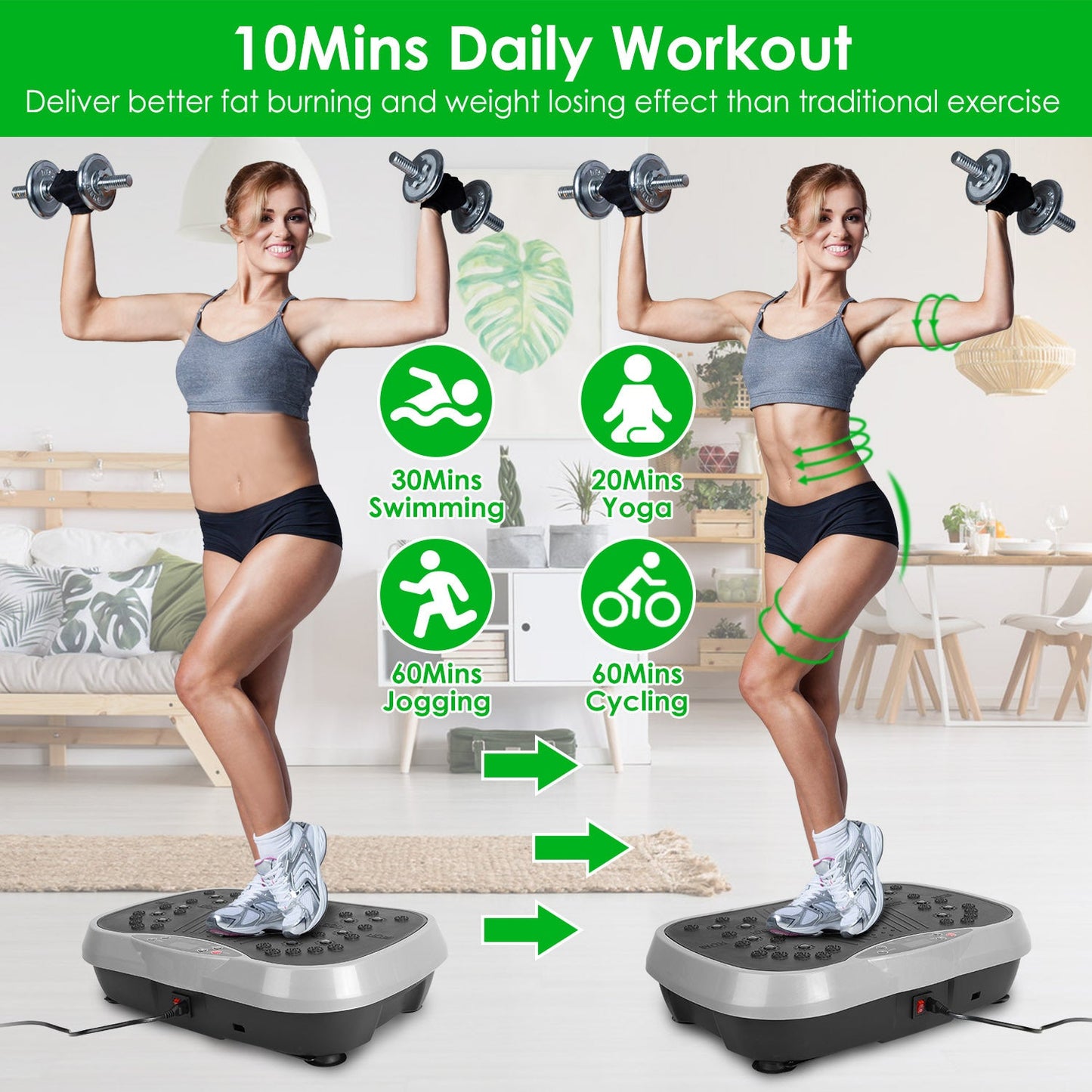 1Pc Vibration Exercise Machine With Resistant Bands Remote Control Whole Body Vibration Platform Workout Equipment Home Fitness Training Equipment For Weight Loss Fat Burner - 5 from JK - sports | 1Pc Black