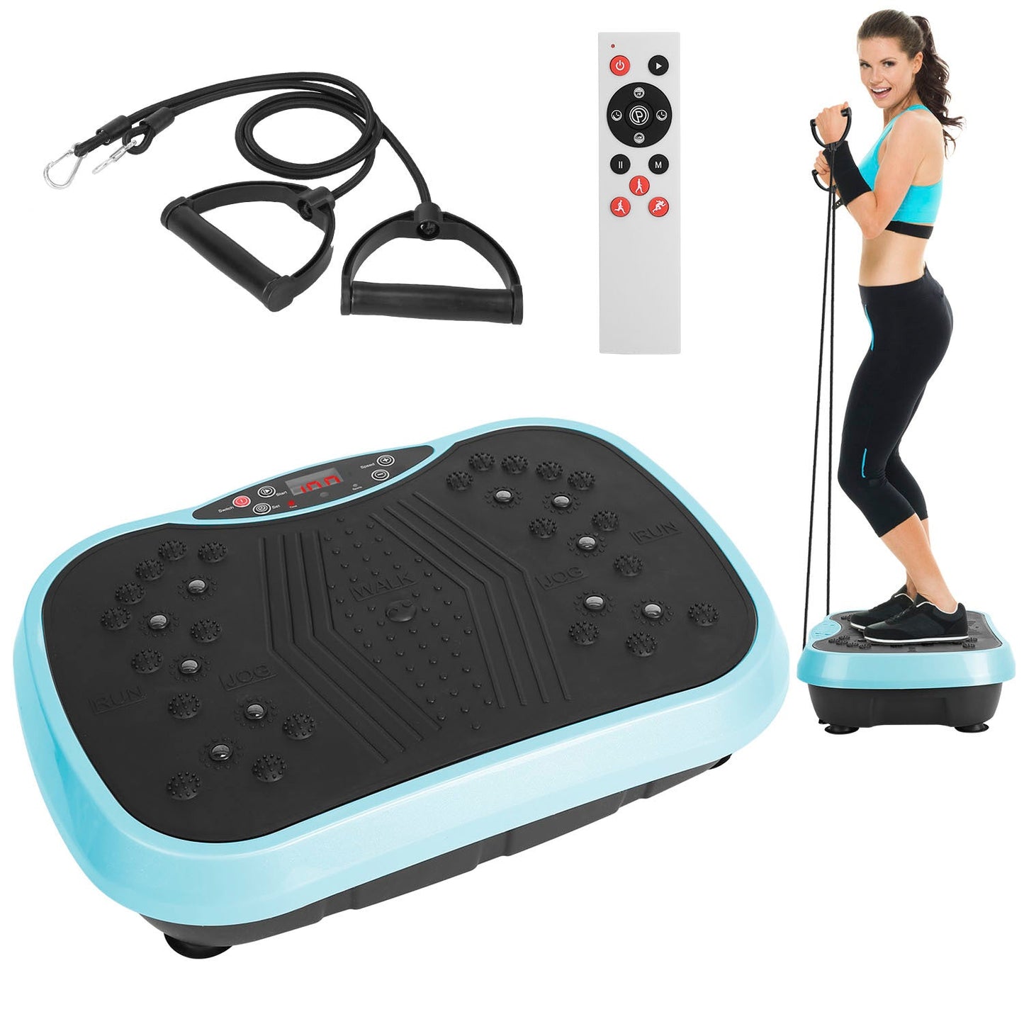 1Pc Vibration Exercise Machine With Resistant Bands Remote Control Whole Body Vibration Platform Workout Equipment Home Fitness Training Equipment For Weight Loss Fat Burner - 5 from JK - sports | 1Pc Black