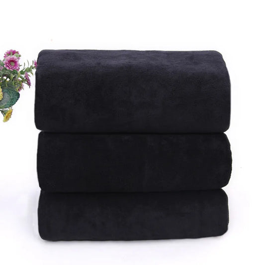 Microfiber Bath Towel-Soft and Lightweight Face Towel, Odorless Bath, Spa, Gym Towel (Black)