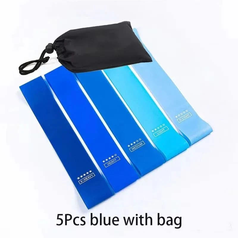 5Pcs Tpe Resistance Bands Fitness Set Rubber Loop Strength Training Workout Expander Yoga Gym Equipment Elastic Portable Pilates - from JK - sports | 5Pcs - Blue With Bag