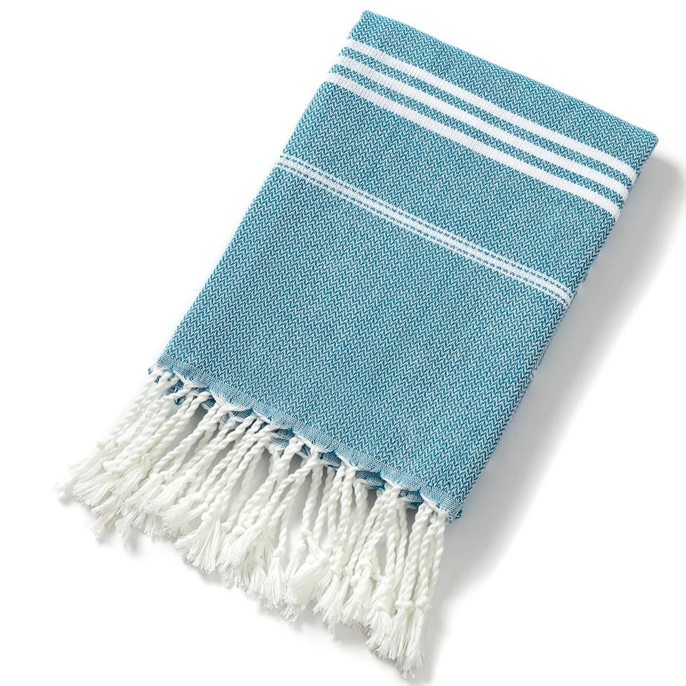 Cotton Turkish Beach Towel 90*180CM Kitchen Soft Absorbent Travel Portable Towel Sauna Spa Gym Sports Fitness Fringed Bath Towel - from JK - sports | Blue 90X180Cm
