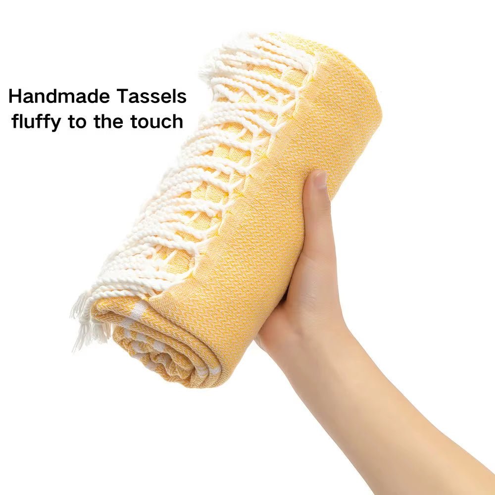 Cotton Turkish Beach Towel 90*180CM Kitchen Soft Absorbent Travel Portable Towel Sauna Spa Gym Sports Fitness Fringed Bath Towel - from JK - sports | Brown 90X180Cm