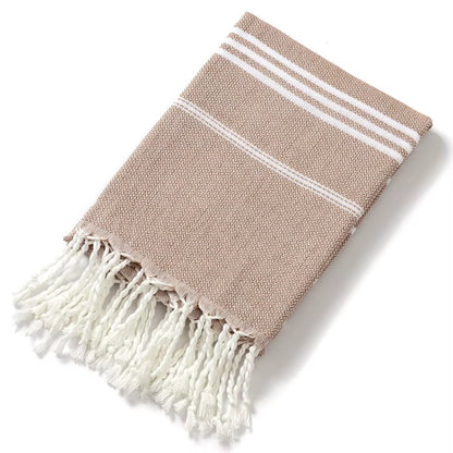 Cotton Turkish Beach Towel 90*180CM Kitchen Soft Absorbent Travel Portable Towel Sauna Spa Gym Sports Fitness Fringed Bath Towel - from JK - sports | Brown 90X180Cm