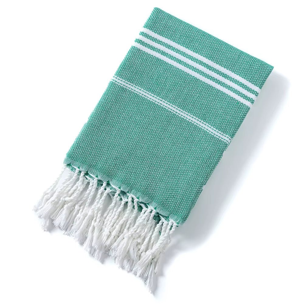 Cotton Turkish Beach Towel 90*180CM Kitchen Soft Absorbent Travel Portable Towel Sauna Spa Gym Sports Fitness Fringed Bath Towel - from JK - sports | Green 90X180Cm