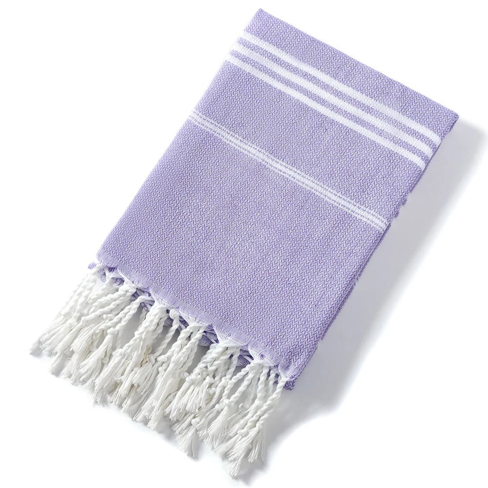 Cotton Turkish Beach Towel 90*180CM Kitchen Soft Absorbent Travel Portable Towel Sauna Spa Gym Sports Fitness Fringed Bath Towel - from JK - sports | Lilac 90X180Cm