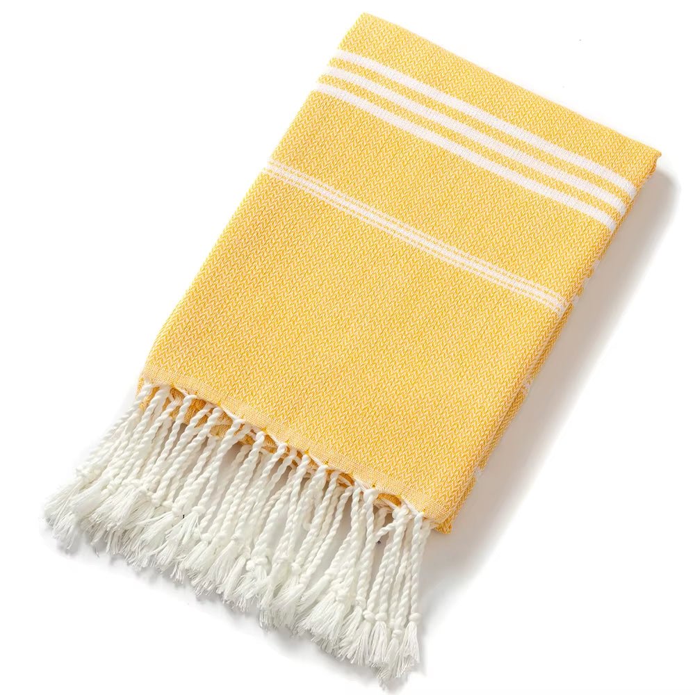 Cotton Turkish Beach Towel 90*180CM Kitchen Soft Absorbent Travel Portable Towel Sauna Spa Gym Sports Fitness Fringed Bath Towel - from JK - sports | Yellow 90X180Cm
