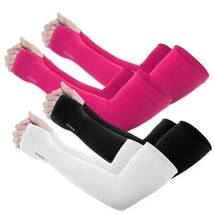 GOUNOD Sun Protection UV Garden Arm Sleeves with Thumb Hole for Men Women UPF 50+ Compression Cooling Sport Gloves Dealsforyoudays - from JK - sports | Straight Model White