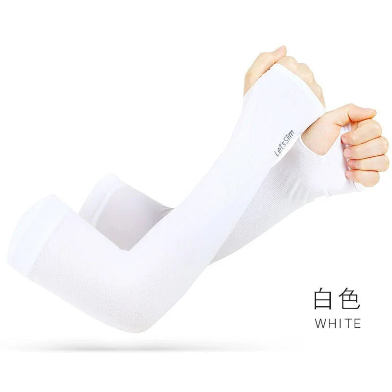 GOUNOD Sun Protection UV Garden Arm Sleeves with Thumb Hole for Men Women UPF 50+ Compression Cooling Sport Gloves Dealsforyoudays - from JK - sports | Straight Model White