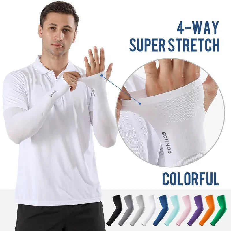 GOUNOD Sun Protection UV Garden Arm Sleeves with Thumb Hole for Men Women UPF 50+ Compression Cooling Sport Gloves Dealsforyoudays - from JK - sports | Straight Model White