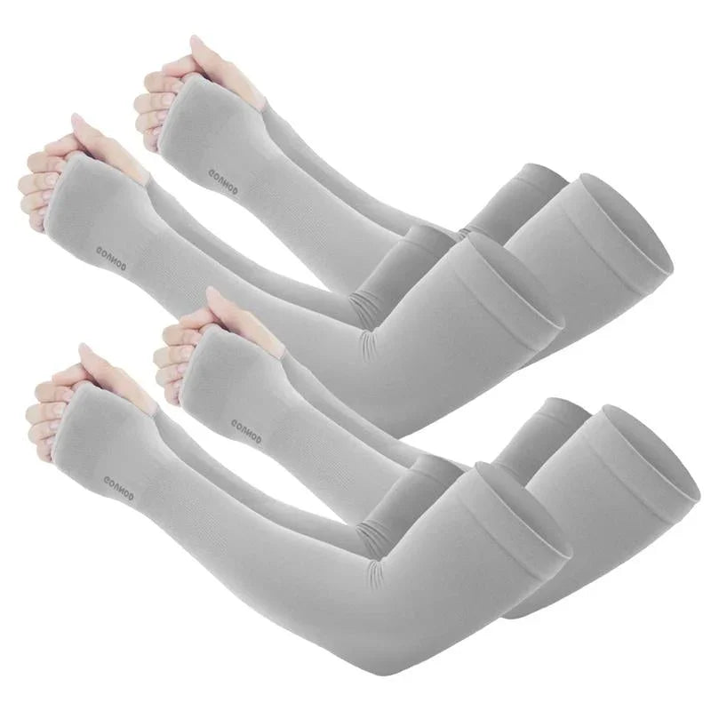 GOUNOD Sun Protection UV Garden Arm Sleeves with Thumb Hole for Men Women UPF 50+ Compression Cooling Sport Gloves Dealsforyoudays - from JK - sports | Straight Model White