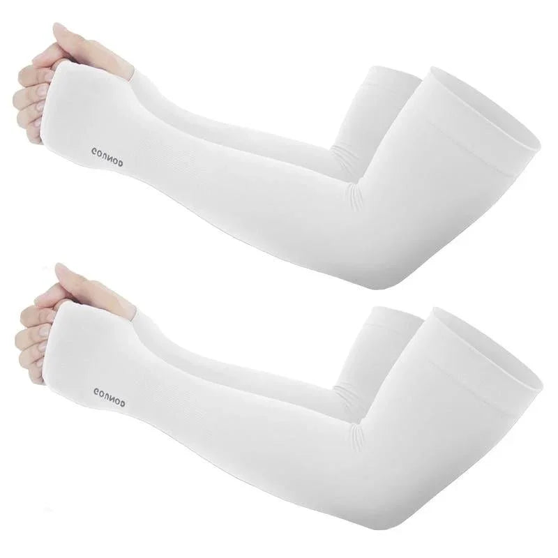 GOUNOD Sun Protection UV Garden Arm Sleeves with Thumb Hole for Men Women UPF 50+ Compression Cooling Sport Gloves Dealsforyoudays - from JK - sports | Straight Model White