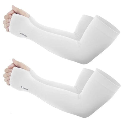 GOUNOD Sun Protection UV Garden Arm Sleeves with Thumb Hole for Men Women UPF 50+ Compression Cooling Sport Gloves Dealsforyoudays - from JK - sports | Straight Model White