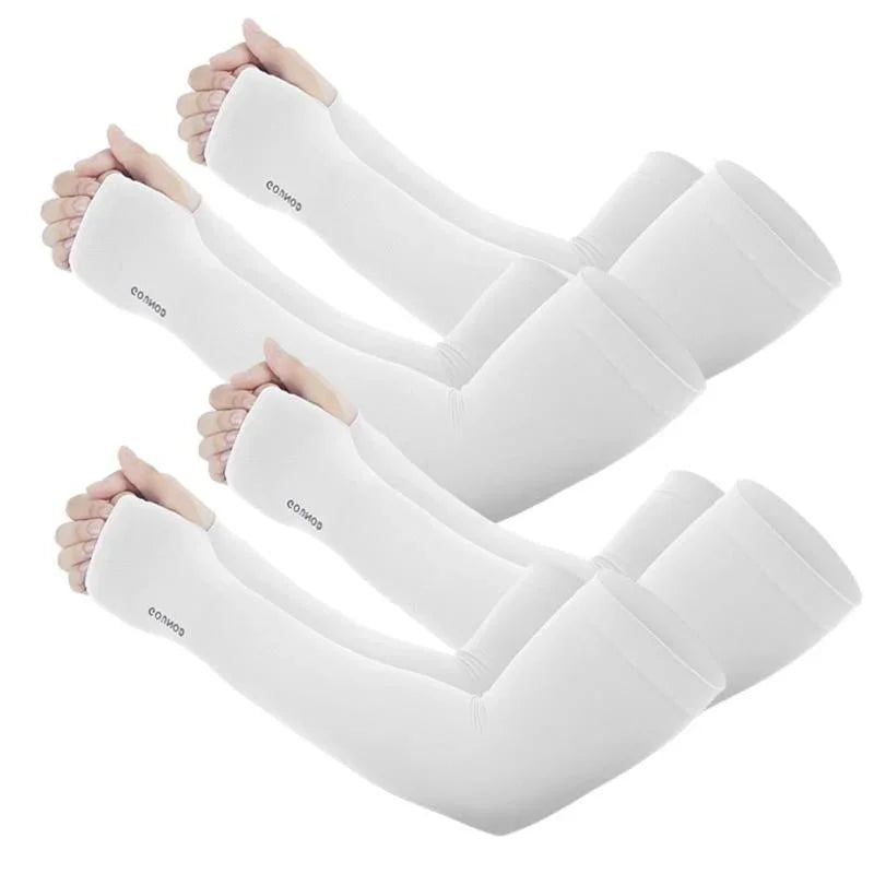 GOUNOD Sun Protection UV Garden Arm Sleeves with Thumb Hole for Men Women UPF 50+ Compression Cooling Sport Gloves Dealsforyoudays - from JK - sports | Straight Model White