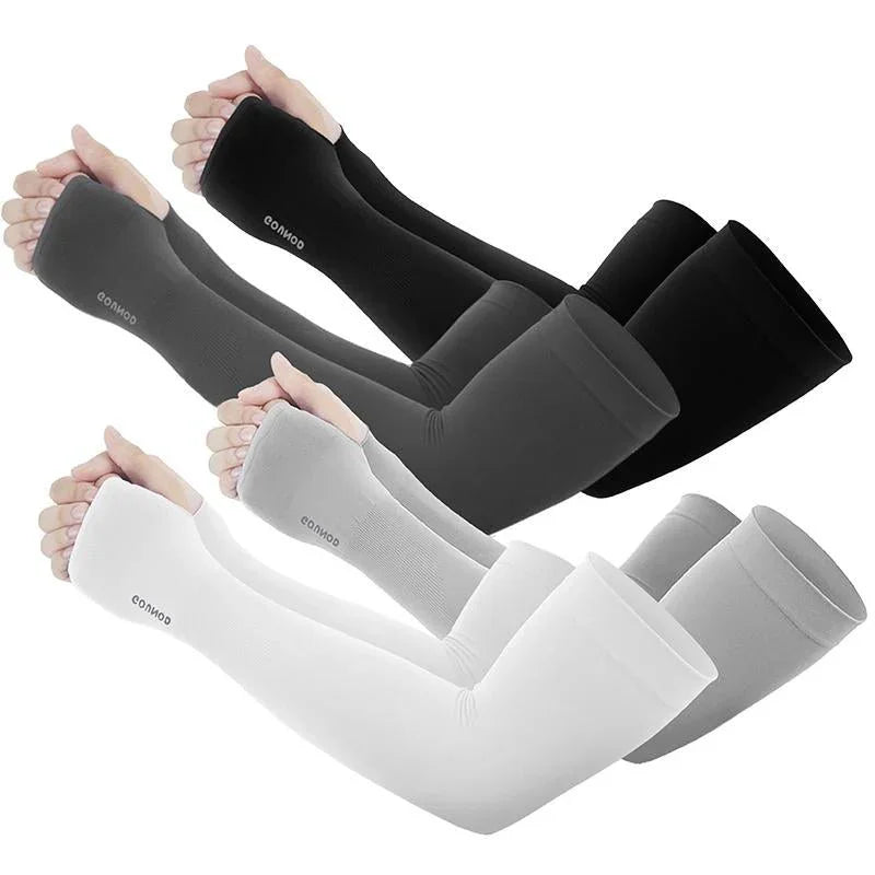 GOUNOD Sun Protection UV Garden Arm Sleeves with Thumb Hole for Men Women UPF 50+ Compression Cooling Sport Gloves Dealsforyoudays - from JK - sports | Straight Model White