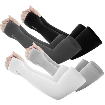 GOUNOD Sun Protection UV Garden Arm Sleeves with Thumb Hole for Men Women UPF 50+ Compression Cooling Sport Gloves Dealsforyoudays - from JK - sports | Straight Model White