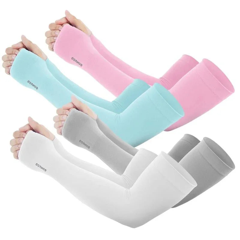 GOUNOD Sun Protection UV Garden Arm Sleeves with Thumb Hole for Men Women UPF 50+ Compression Cooling Sport Gloves Dealsforyoudays - from JK - sports | Straight Model White