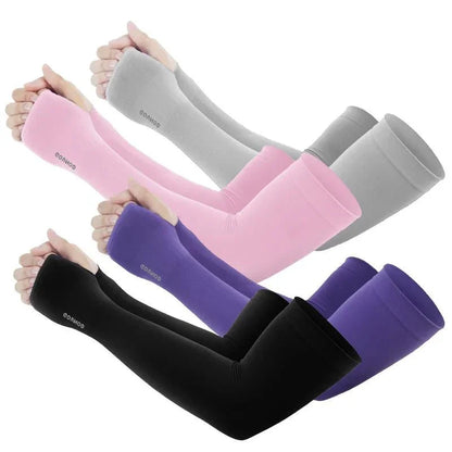 GOUNOD Sun Protection UV Garden Arm Sleeves with Thumb Hole for Men Women UPF 50+ Compression Cooling Sport Gloves Dealsforyoudays - from JK - sports | Straight Model White