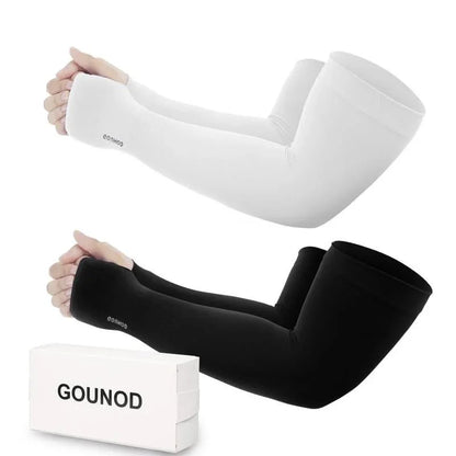 GOUNOD Sun Protection UV Garden Arm Sleeves with Thumb Hole for Men Women UPF 50+ Compression Cooling Sport Gloves Dealsforyoudays - from JK - sports | Straight Model White