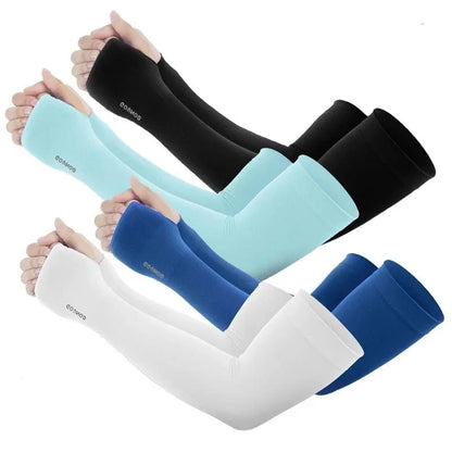 GOUNOD Sun Protection UV Garden Arm Sleeves with Thumb Hole for Men Women UPF 50+ Compression Cooling Sport Gloves Dealsforyoudays - from JK - sports | Straight Model White