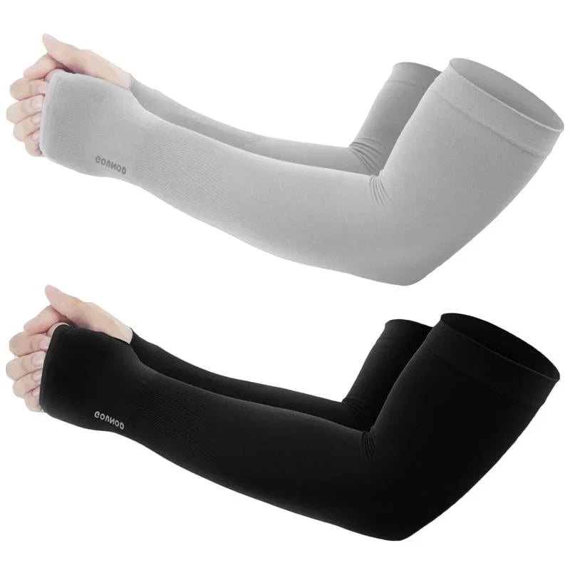 GOUNOD Sun Protection UV Garden Arm Sleeves with Thumb Hole for Men Women UPF 50+ Compression Cooling Sport Gloves Dealsforyoudays - from JK - sports | Straight Model White