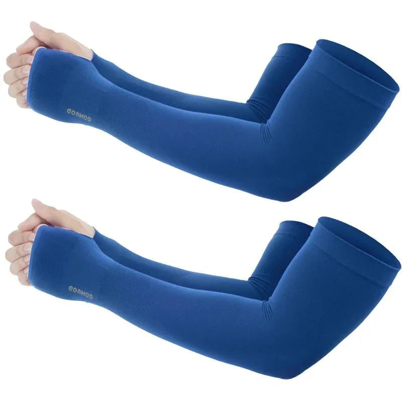 GOUNOD Sun Protection UV Garden Arm Sleeves with Thumb Hole for Men Women UPF 50+ Compression Cooling Sport Gloves Dealsforyoudays - from JK - sports | Straight Model White