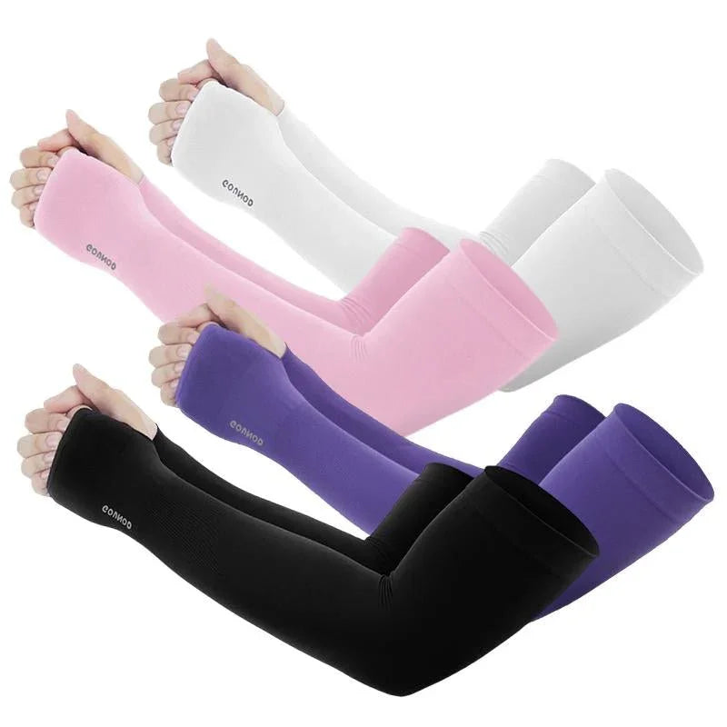 GOUNOD Sun Protection UV Garden Arm Sleeves with Thumb Hole for Men Women UPF 50+ Compression Cooling Sport Gloves Dealsforyoudays - from JK - sports | Straight Model White