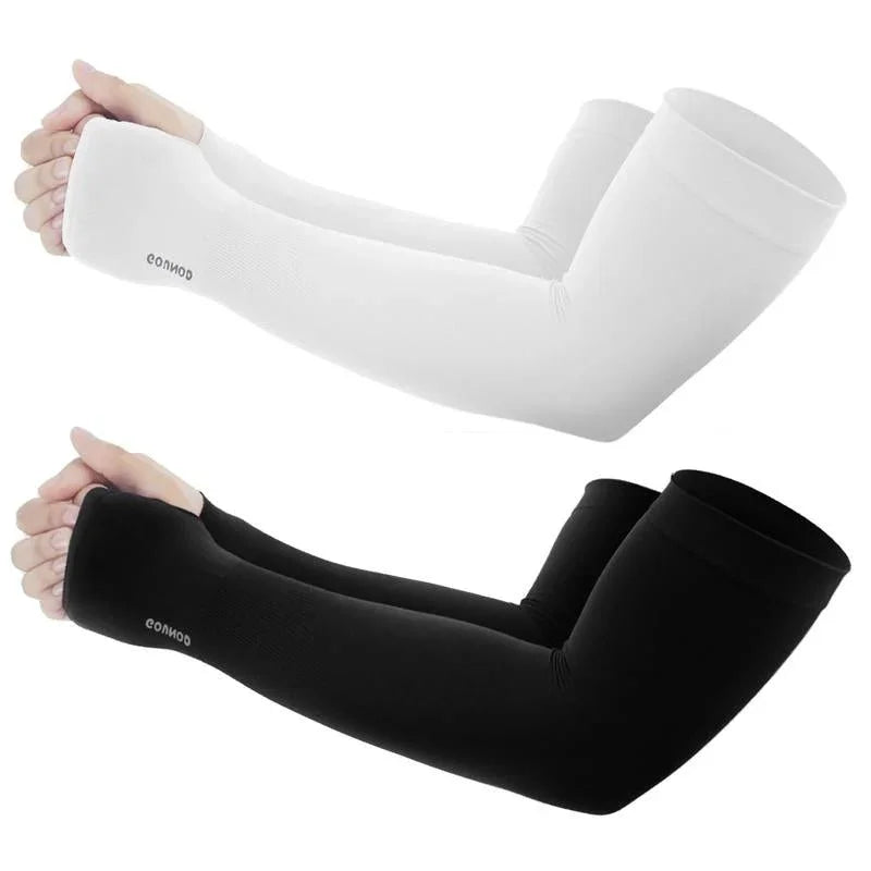 GOUNOD Sun Protection UV Garden Arm Sleeves with Thumb Hole for Men Women UPF 50+ Compression Cooling Sport Gloves Dealsforyoudays - from JK - sports | Straight Model White