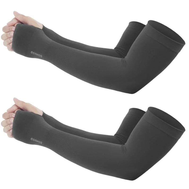 GOUNOD Sun Protection UV Garden Arm Sleeves with Thumb Hole for Men Women UPF 50+ Compression Cooling Sport Gloves Dealsforyoudays - from JK - sports | Straight Model White