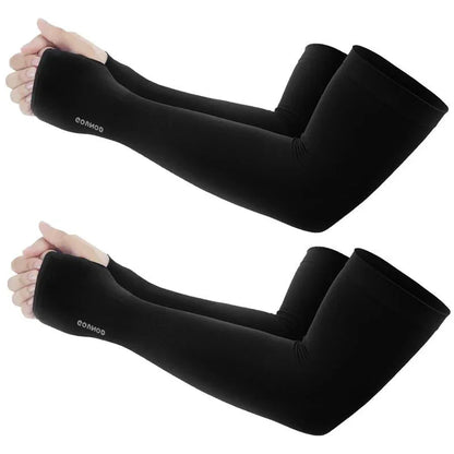 GOUNOD Sun Protection UV Garden Arm Sleeves with Thumb Hole for Men Women UPF 50+ Compression Cooling Sport Gloves Dealsforyoudays - from JK - sports | Straight Model White