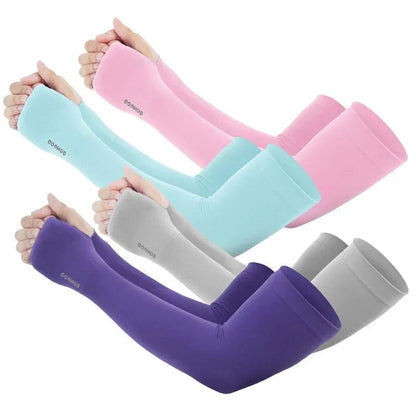 GOUNOD Sun Protection UV Garden Arm Sleeves with Thumb Hole for Men Women UPF 50+ Compression Cooling Sport Gloves Dealsforyoudays - from JK - sports | Straight Model White