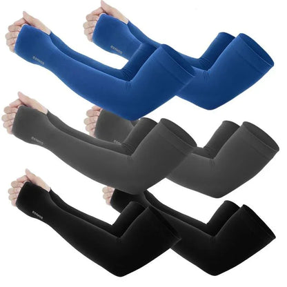 GOUNOD Sun Protection UV Garden Arm Sleeves with Thumb Hole for Men Women UPF 50+ Compression Cooling Sport Gloves Dealsforyoudays - from JK - sports | Straight Model White