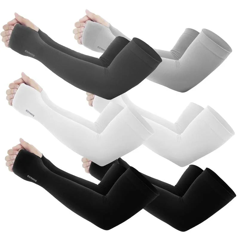 GOUNOD Sun Protection UV Garden Arm Sleeves with Thumb Hole for Men Women UPF 50+ Compression Cooling Sport Gloves Dealsforyoudays - from JK - sports | Straight Model White