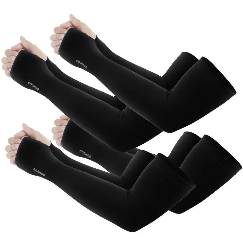 GOUNOD Sun Protection UV Garden Arm Sleeves with Thumb Hole for Men Women UPF 50+ Compression Cooling Sport Gloves Dealsforyoudays - from JK - sports | Straight Model White