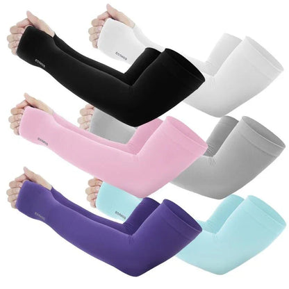 GOUNOD Sun Protection UV Garden Arm Sleeves with Thumb Hole for Men Women UPF 50+ Compression Cooling Sport Gloves Dealsforyoudays - from JK - sports | Straight Model White