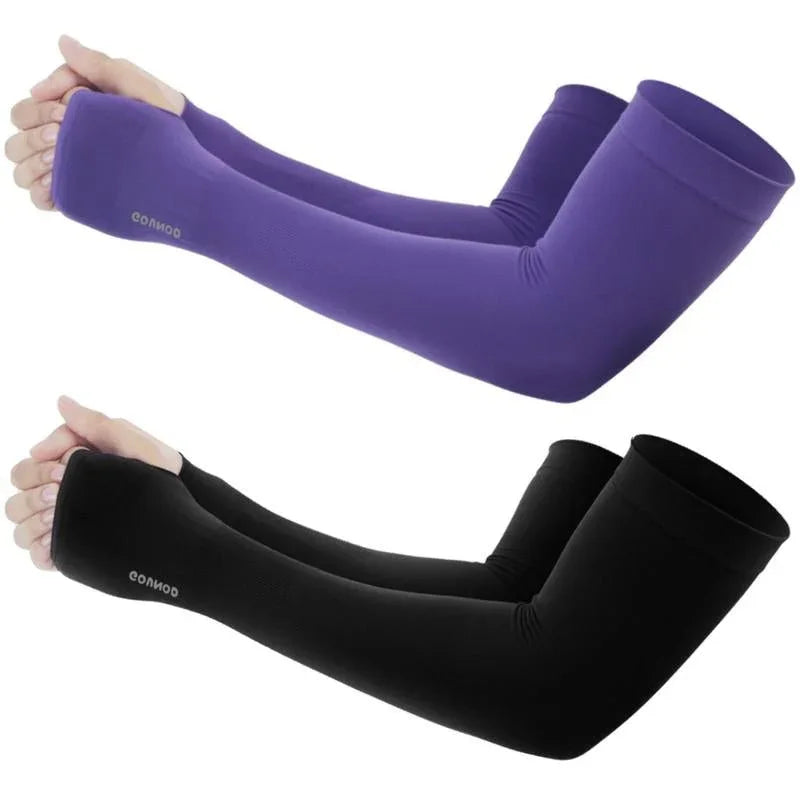 GOUNOD Sun Protection UV Garden Arm Sleeves with Thumb Hole for Men Women UPF 50+ Compression Cooling Sport Gloves Dealsforyoudays - from JK - sports | Straight Model White