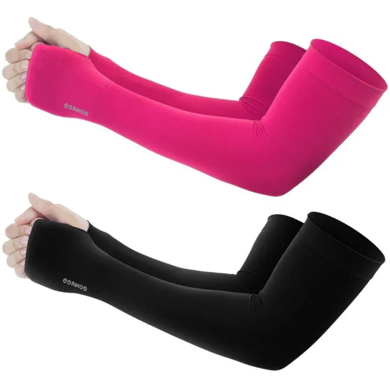 GOUNOD Sun Protection UV Garden Arm Sleeves with Thumb Hole for Men Women UPF 50+ Compression Cooling Sport Gloves Dealsforyoudays - from JK - sports | Straight Model White