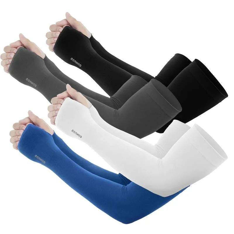 GOUNOD Sun Protection UV Garden Arm Sleeves with Thumb Hole for Men Women UPF 50+ Compression Cooling Sport Gloves Dealsforyoudays - from JK - sports | Straight Model White