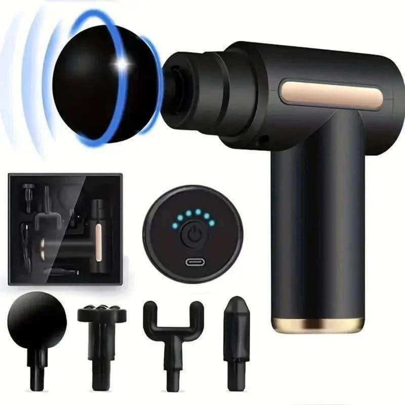 Home Portable USB Rechargeable 6 - Speed Body Massage Gun, Adjustable Multifunctional Body Fascia Gun . Perfect for Muscle Recovery, Neck & Back Pain Relief, and Post - Workout Relaxation, 4 Replaceable Heads; Ultra - Quiet Brushless Motor, Black Massager Gift - from JK - sports | Default