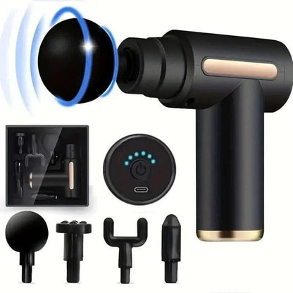 Home Portable USB Rechargeable 6 - Speed Body Massage Gun, Adjustable Multifunctional Body Fascia Gun . Perfect for Muscle Recovery, Neck & Back Pain Relief, and Post - Workout Relaxation, 4 Replaceable Heads; Ultra - Quiet Brushless Motor, Black Massager Gift - from JK - sports | Default