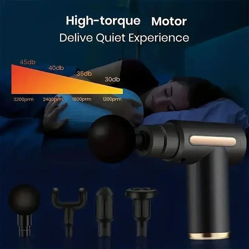 Home Portable USB Rechargeable 6 - Speed Body Massage Gun, Adjustable Multifunctional Body Fascia Gun . Perfect for Muscle Recovery, Neck & Back Pain Relief, and Post - Workout Relaxation, 4 Replaceable Heads; Ultra - Quiet Brushless Motor, Black Massager Gift - from JK - sports | Default