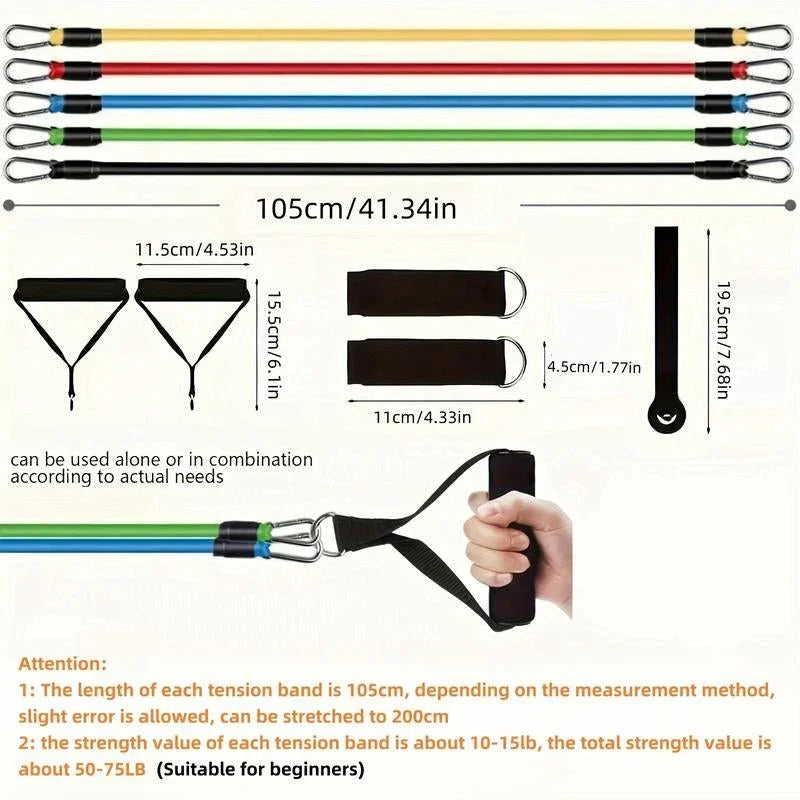 Includes Door Anchor, Handle, Ankle Strap, Portable Bag | Durable and Power - Free, Essential for Home Fitness, Yoga, and Pilates | Security Metal Ring Reinforcement, Beginner Friendly Professional Gym Accessories - from JK - sports | 11 - Piece Set