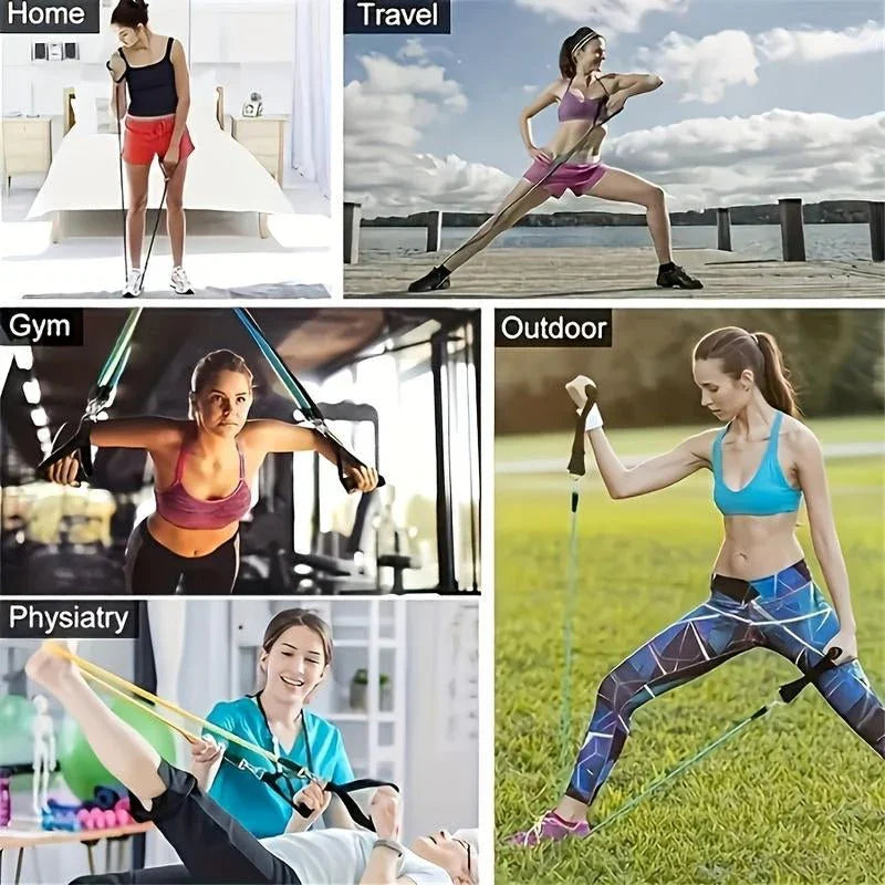 Includes Door Anchor, Handle, Ankle Strap, Portable Bag | Durable and Power - Free, Essential for Home Fitness, Yoga, and Pilates | Security Metal Ring Reinforcement, Beginner Friendly Professional Gym Accessories - from JK - sports | 11 - Piece Set