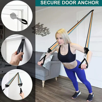 Includes Door Anchor, Handle, Ankle Strap, Portable Bag | Durable and Power - Free, Essential for Home Fitness, Yoga, and Pilates | Security Metal Ring Reinforcement, Beginner Friendly Professional Gym Accessories - from JK - sports | 11 - Piece Set