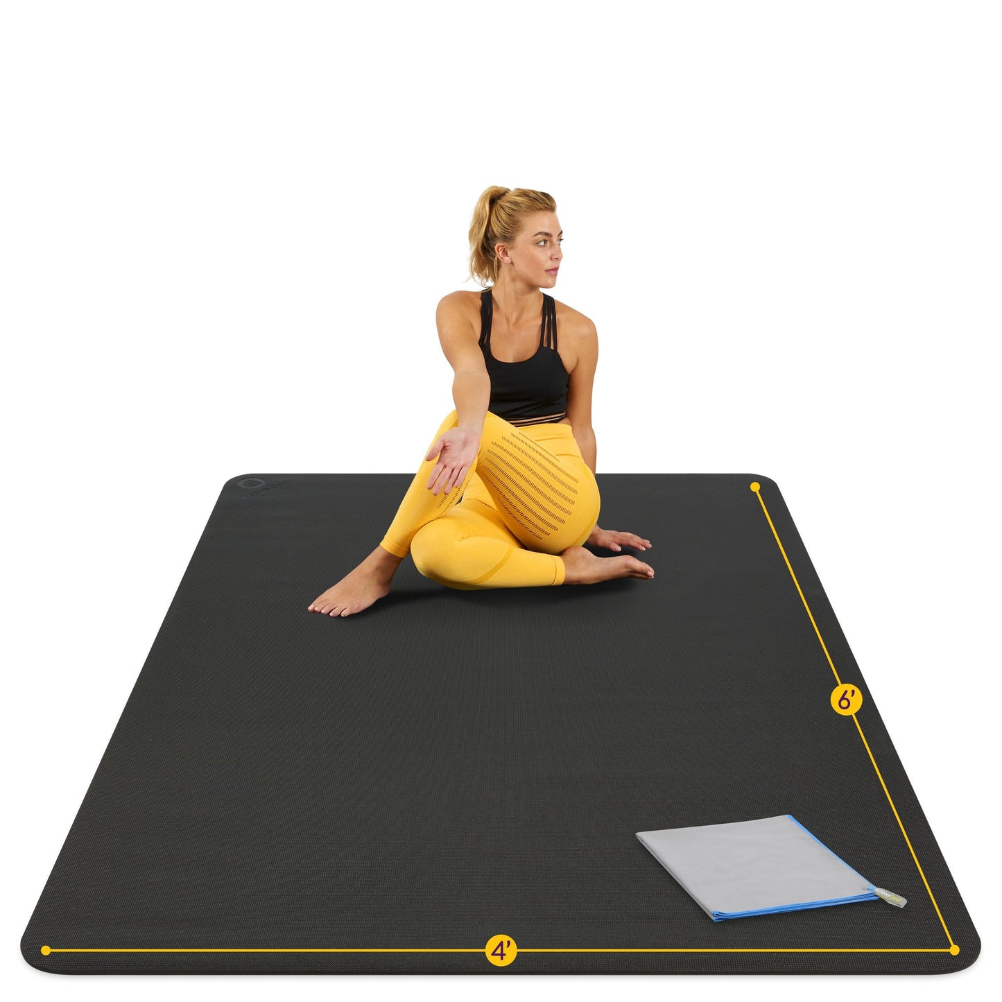 Large Yoga Mats for Acroyoga and Home Gym - from JK - sports | Black 6' X 4'